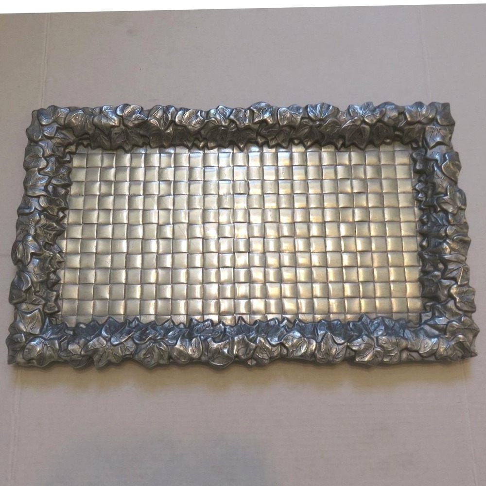 Wilton Armetale Pewter Basketweave 12" x 20" Rectangular Serving Tray Bruce Fox